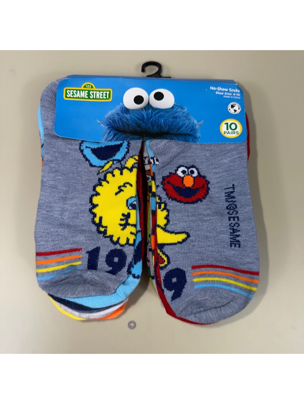 Sesame Street No-Show Socks 10 Pair Shoe Size 4-10